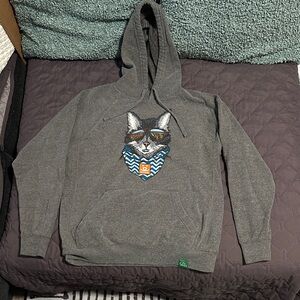 Gray Cat Graphic Hoodie